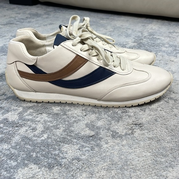 Vince Oasis Leather Runner Sneaker Cream Retro Style Lace Up Wave Sz 10 - Picture 6 of 14